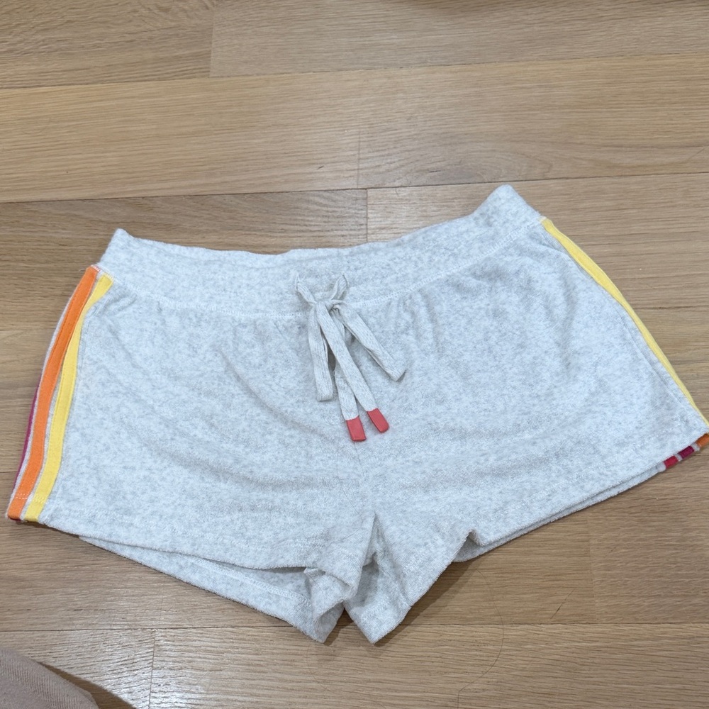 P.J. Salvage Light Gray Shorts with Colorful Side Stripes